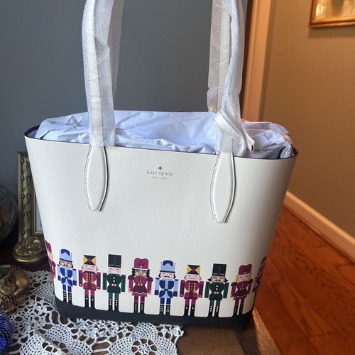 New Kate Spade Nutcracker Tote Purse & Pouch Reversible Rt. $359.00 NWT - Picture 2 of 17