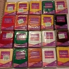 Sculpey Clay - Oven Bake - Premo & A Few Souffle -  20 - Various Colors - Lot D