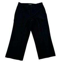 Lauren Ralph Lauren Black Wool Blend Wide Leg Culotte Trouser Pants Career Sz 8