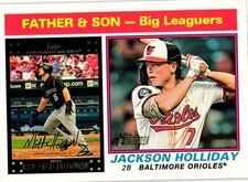 2025 Topps Heritage Baseball #66 Matt Holliday / Jackson Holliday Father & Son