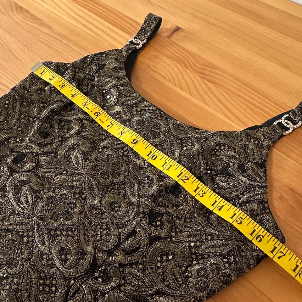 Vestido Vestido M Hada Grunge Caprichoso Glamour Boda Floral Bordado Lentejuelas Doradas Foto 2 de 4