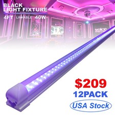 12/24PCS UV Black Light Bar Fixtures Ultraviolet Lamp 4FT 40W for Karaoke Room