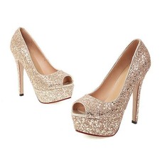 Women's Fashion High Heels Platform Shoes Glitter Sequins Open toe Party Sandals