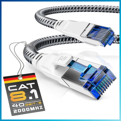 CAT 8 Netzwerkkabel 10m S/FTP High Speed RJ45 Gigabit Ethernet Weiß