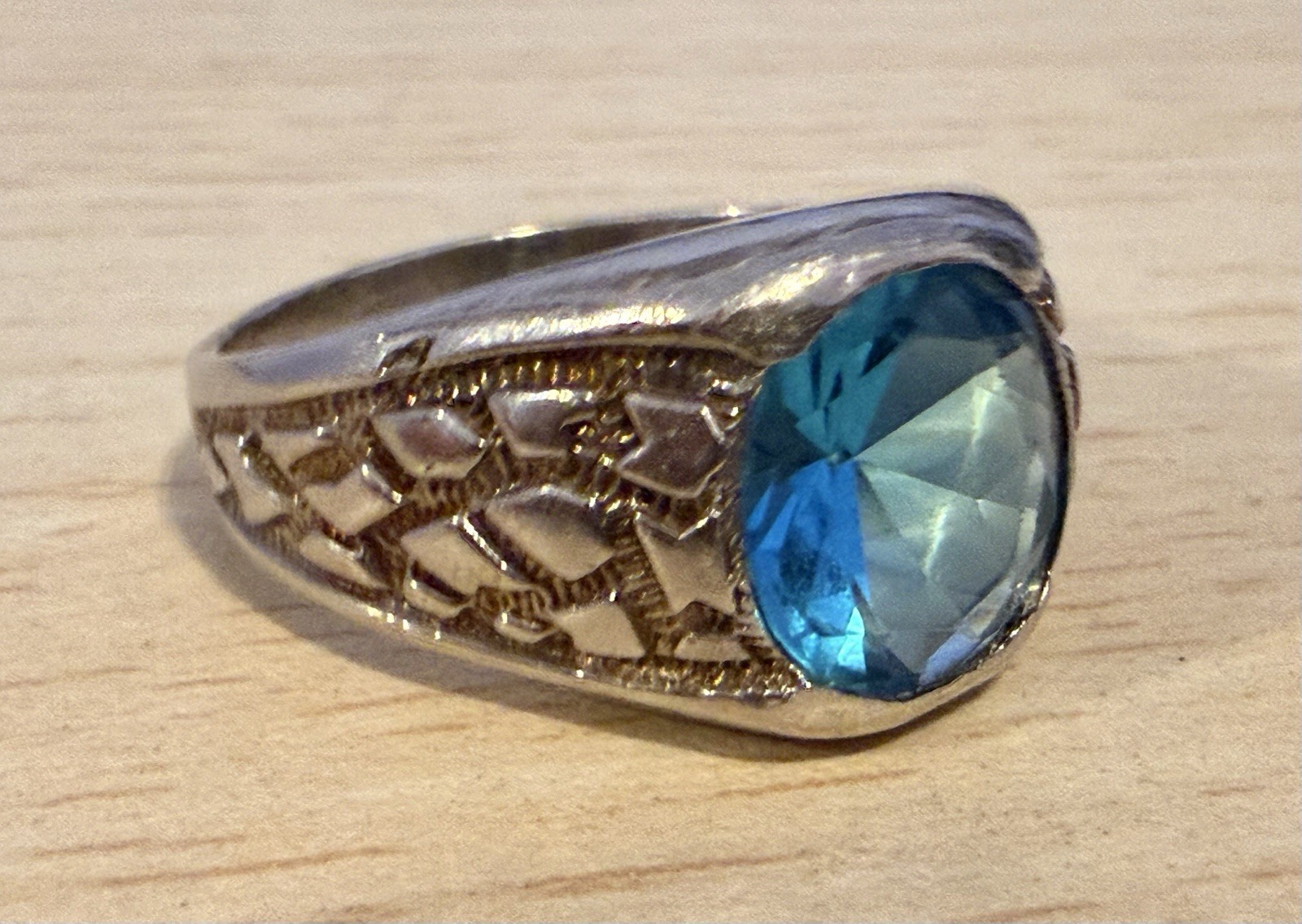 Solid 925 Sterling Silver Blue Topaz Ring Dragon … - image 3