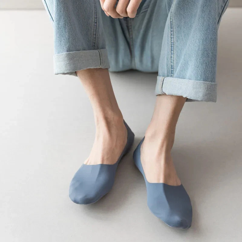 5 pares de calcetines de seda helada ultrafinos no show barco silicona antideslizantes hombres verano Foto 2 de 4