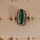 VINTAGE Sterling Silver 925 Ring Navajo, Native-Green Malachite-Floral Size 9