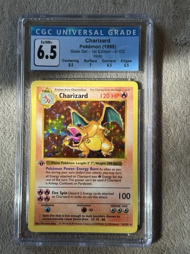 Pokemon 1999 Charizard Base Set Shadowless 1st Edition 4/102 CGC 6.5 Ex/NM+