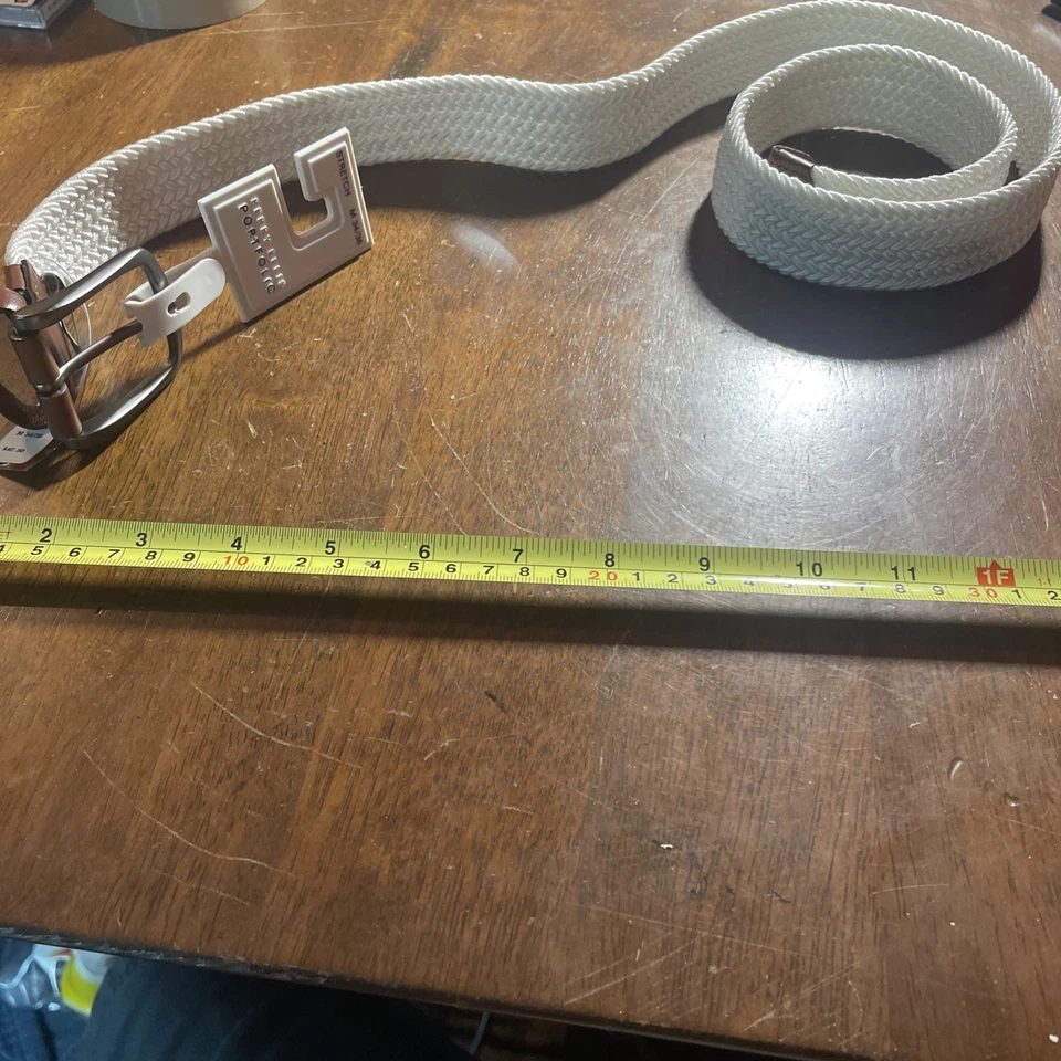 Cinturón elástico tejido Perry Ellis Portfolio para hombre beige caqui y marrón hebilla talla 34 Foto 2 de 4