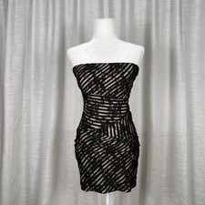 NIKIBIKI Dress Womens Small Black Lace Strapless Bodycon Mini Party Cocktail