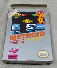 1987 Nintendo NES Metroid Original Silver Cardboard Box and Manual Only