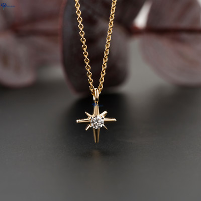 0.09 TDW Round Brilliant Cut Moissanite Diamond Pendant 10K Rose Gold