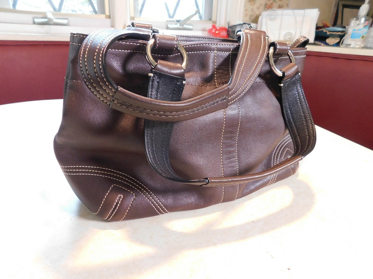 coach dark brown leather shoulder bag