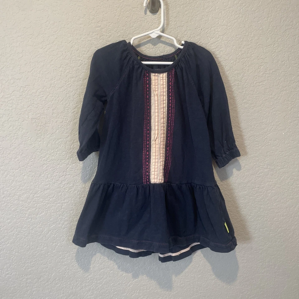 Morgan & Milo Dress Girl’s Size 4 Long Sleeve Blue Pink Boho 100% Cotton - Image 2 of 4