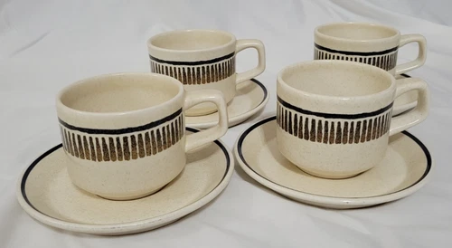 Lenox Temperware Percussion Mugs Cups and Saucers Set of 4