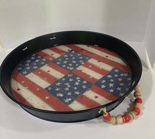 USA Stars & Stripes Serving Tray -4th Of July - Metal & Resin - Picture 4 of 9