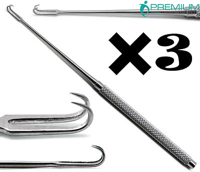 3× Joseph Skin Doppelhaken 2 mm scharfe Zinken 6,25'' Retraktor chirurgische Instrumente