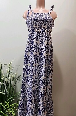 Nwt Cupshe White W/ Blue Floral Printed Long Dress  Size S