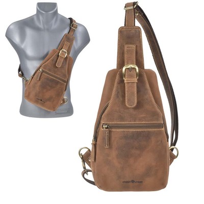 Greenburry Leder Umhängetasche Crossbag BodyBag Eingurtrucksack Vintage 20x40cm