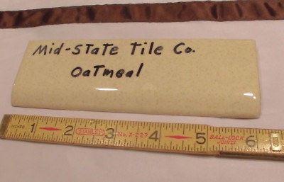 1 pc. Glossy *Oatmeal: 2  X 6-1/8  Bullnose Surface Ceramic Tile by MID-STATE