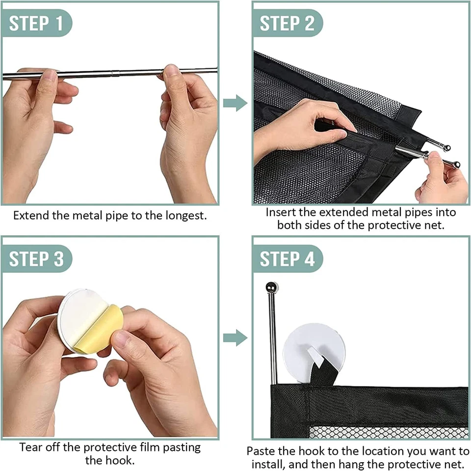 Pet isolation Mesh No Drilling Safety Fences Net Portable Dog Cat Stair Door - Image 4 of 4