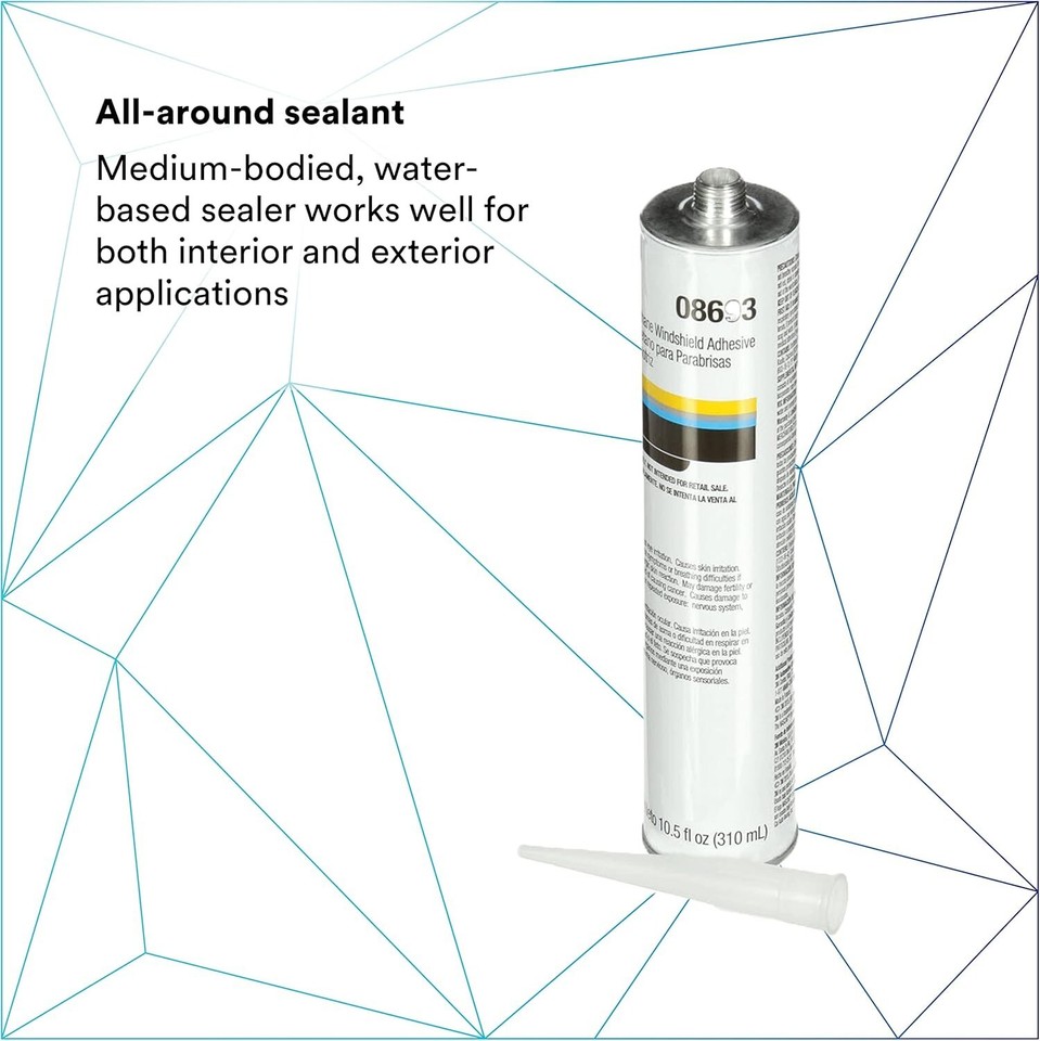 3M Auto Glass Urethane Windshield Adhesive Cartridge, 08693, 10.5 fl oz