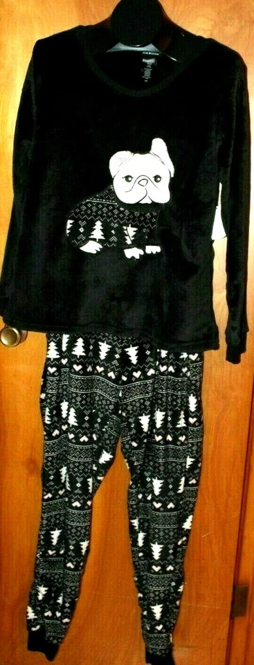 Conjunto de 2 piezas de pijama/ropa de dormir negro polar Joe Boxer Juniors perro cachorro Foto 2 de 4