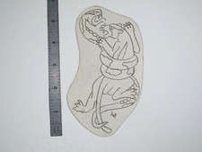 vtg 1960s 1970s Tattoo Flash acetate stencil Jaguar Fighting Snake signed LT2