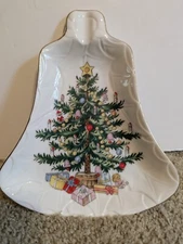 Lefton China Christmas Tree Relish Dish  BELL SHAPED Hand Painted Nut Candy