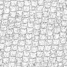 Stof European Pretty Panda Outlines Black White Quilting Cotton Fabric By Yard