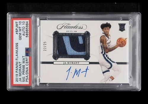 2019 FLAWLESS JA MORANT SIGNATURE PRIME ROOKIE PATCH AUTO 22/25 PSA 10 Auto 10