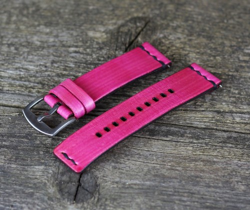 Leather watch strap 18 - 24mm, Pink watch band, Leather strap. - Picture 7 of 8