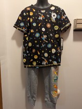 Converse All Star Boys 7 Space Theme Dark Grey 2 PC Set Shirt And Pants NWT
