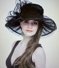 Lucky Leaf Womens Kentucky Derby/Wedding Large Brim Hat w/Large Bow-CHOOSE COLOR