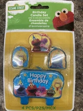 SESAME STREET Birthday Candle Set, Bday Party Cake Decorations 4pc, Amscan INC
