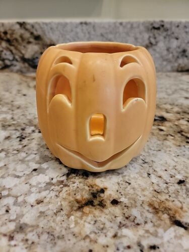Haeger Jack O Lantern Candle Votive Halloween Pumpkin Ceramic Orange, Happy Face - Picture 2 of 7