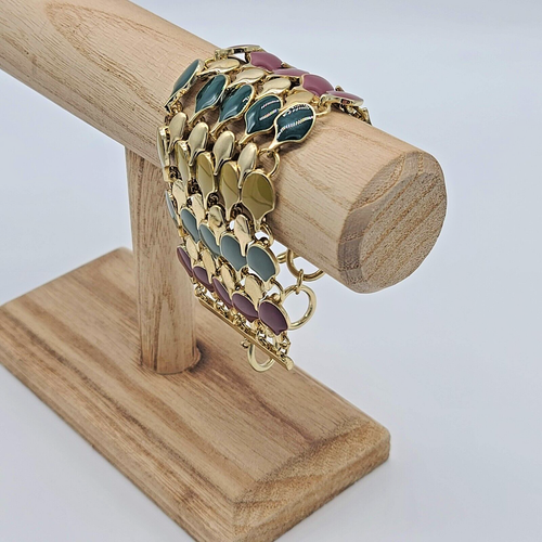 7 Charming Sisters "Status Update" Multicolor Enamel & Gold Toggle Bracelet - Picture 5 of 6