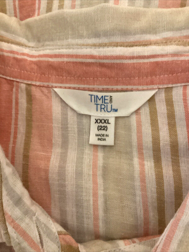TIME AND TRU CAMICIA SMANICATA CON BOTTONI STRISCIA CAMPANA CORALLO Tg 3XL* - Foto 6 di 10