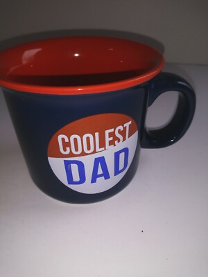 ''Coolest Dad'' Mug 4.25 '' Coffee Cup Blue w/Red inside great cond. Fathers day 