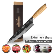8" Chef Knife Damascus Professional Extra Sharp Japanese Knife with Wood Handle