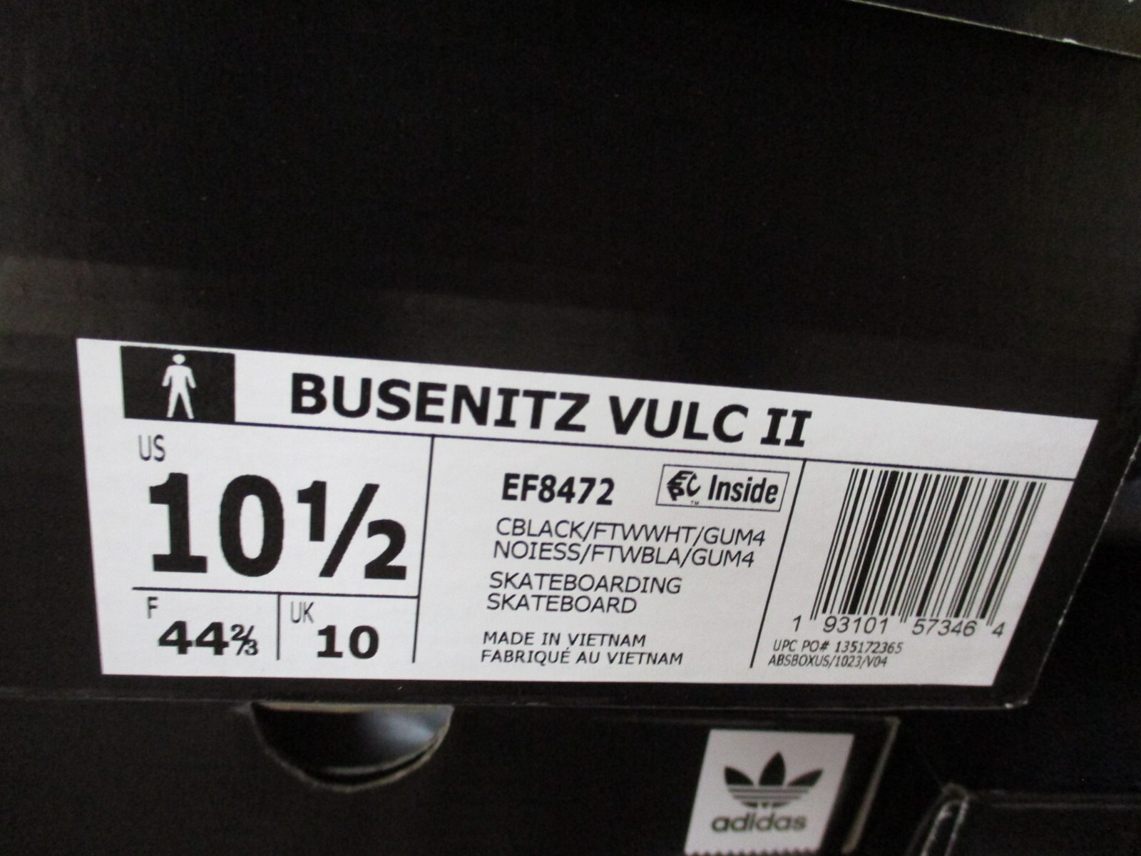 Adidas Busenitz Vulc II Skate Shoes Black White Suede Mens Sz 10.5