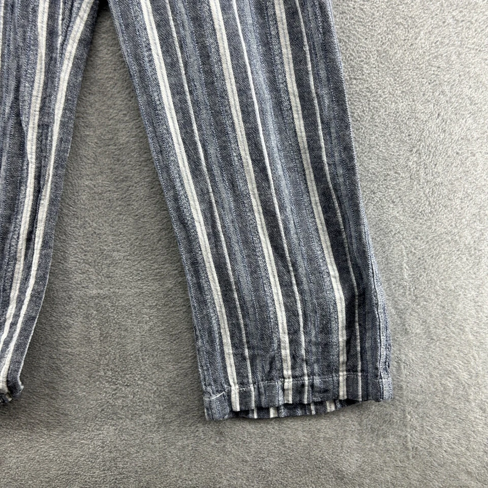 Briggs Pants Womens Size Large Blue Striped Pull On Linen Blend Elastic - Image 2 of 4