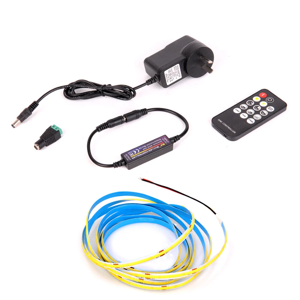 1m~10m COB Led Strip Flexible Tape Lights With 14Key RF Remote Dimmable DC24 Kit