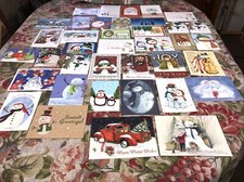 Christmas greeting cards modern snowman theme lot of 38 used