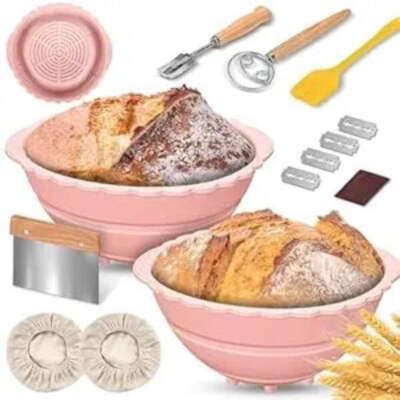 2er Pack Brot Gärkorb Banneton, Silikon Sauerteig Brot Backkörbe,