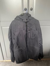 Grey Ma.strum Coat With Detachable Hood And Ski Goggles