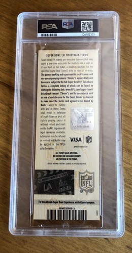 2022 SUPER BOWL 56 LVI Full Ticket PSA 9 Mint, Rams Bengals Kupp MVP, RARE! - Picture 2 of 2