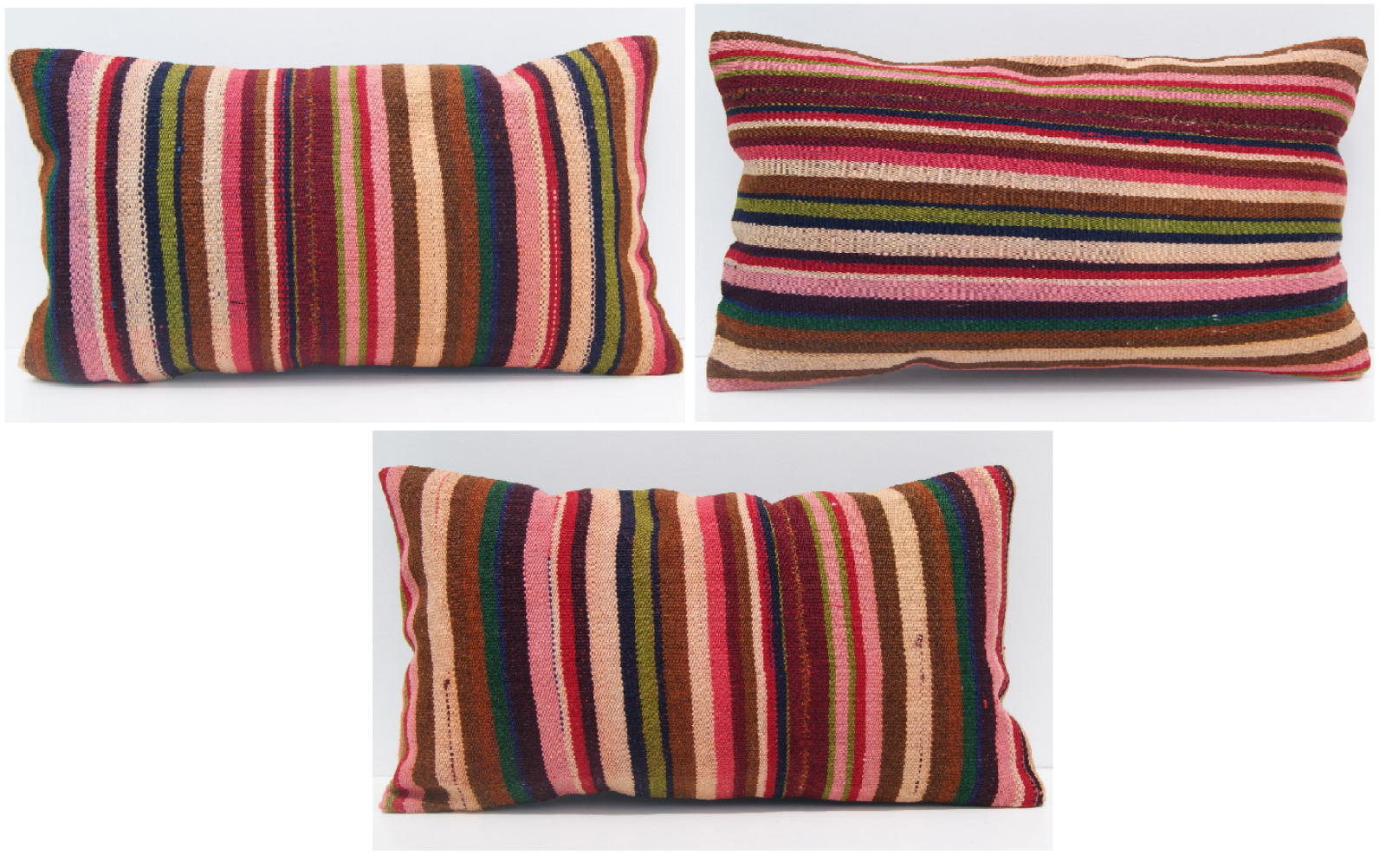 Turkish 3 kilim pillow garden pillow case and pet pillow kilim area rugs 20X14"