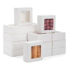 50 Pack 6x6 Bakery Boxes with Window for Desserts, Treat Containers for Cookies