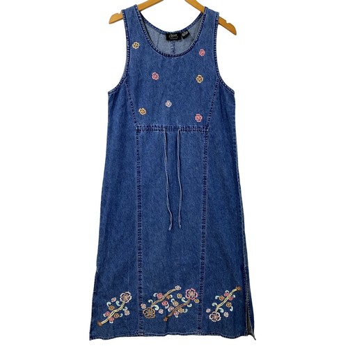 original ty wear denim dress Original TY Wear Dress Womens Blue Maxi Denimdress/ Jumper sz XL